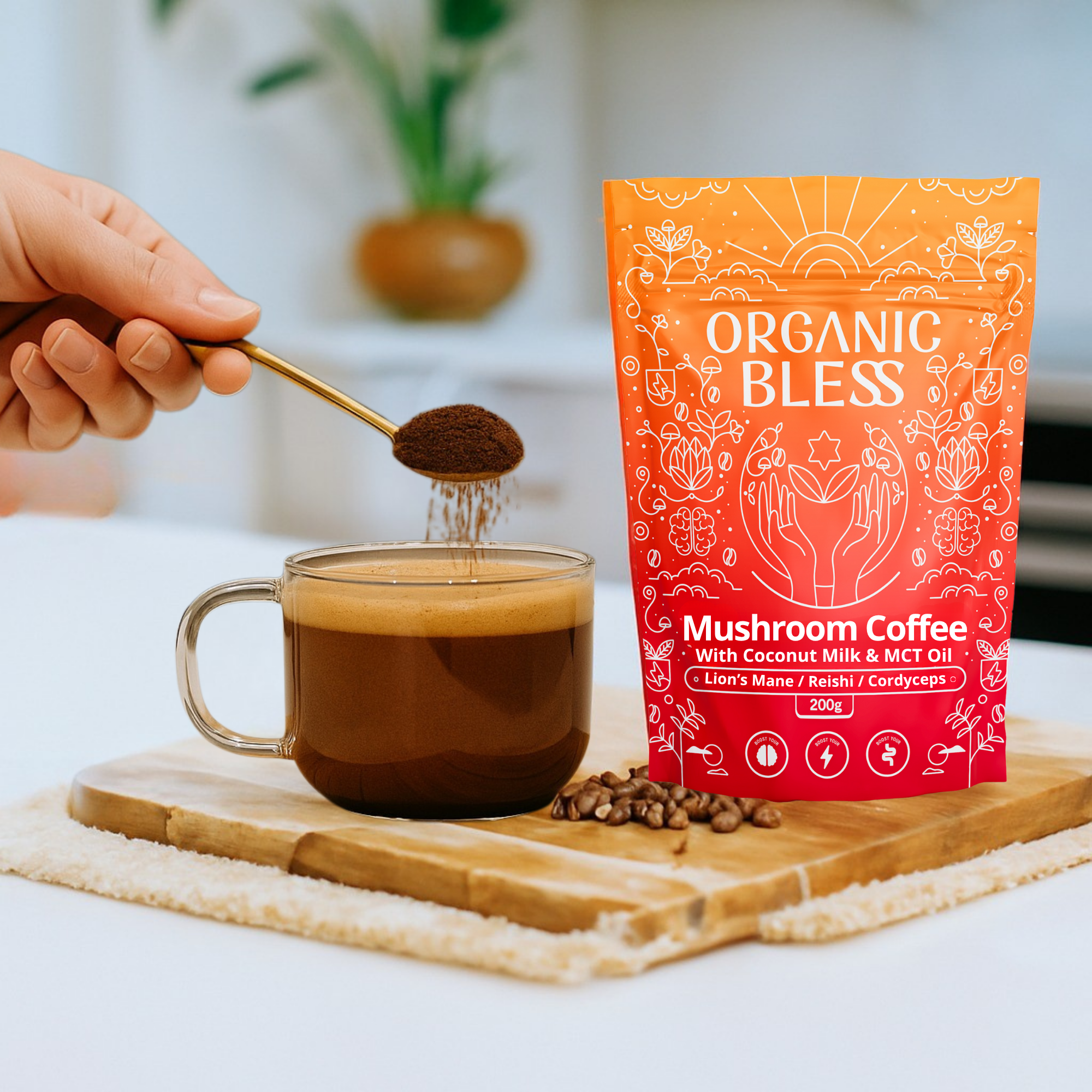 Mushroom Coffee with Coconut Milk & MCT Oil