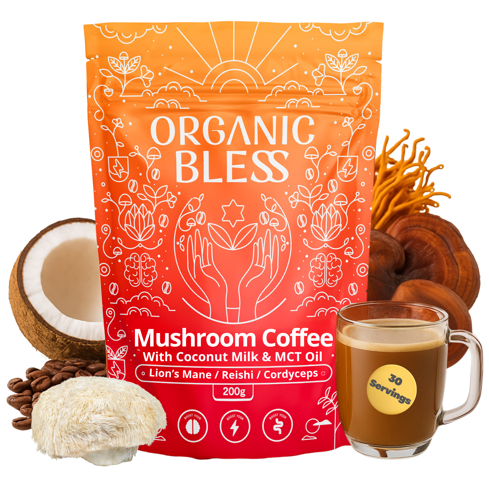 Mushroom Coffee with Coconut Milk & MCT Oil