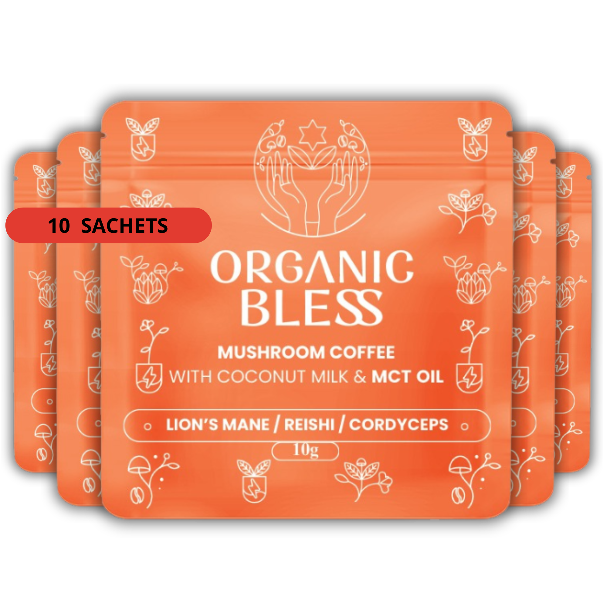 Mushroom Coffee with Coconut Milk & MCT Oil To-Go | Box of 10 Functional Sachets