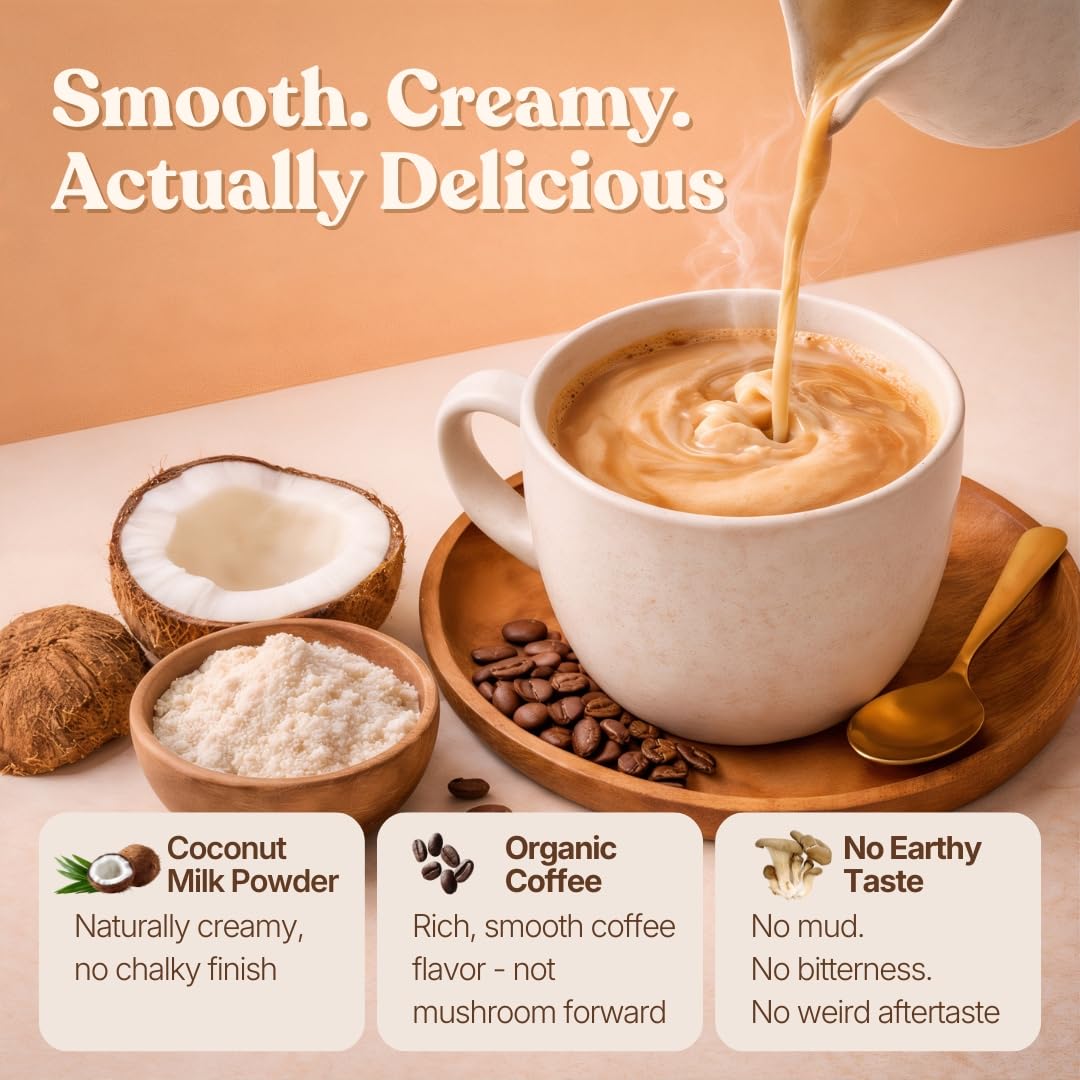 Mushroom Coffee with Coconut Milk & MCT Oil To-Go | Box of 10 Functional Sachets