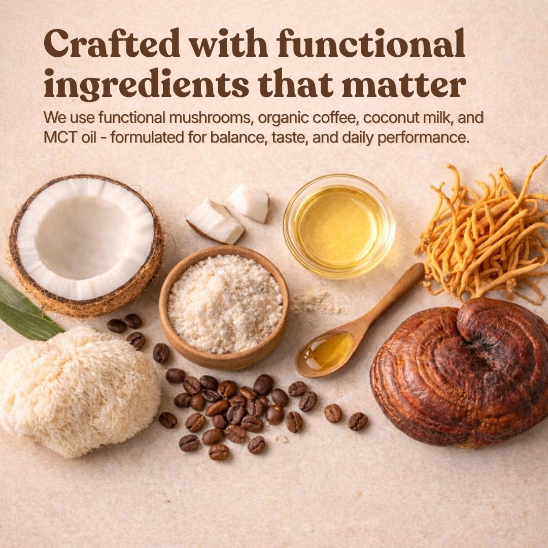 Mushroom Coffee with Coconut Milk & MCT Oil To-Go | Box of 10 Functional Sachets