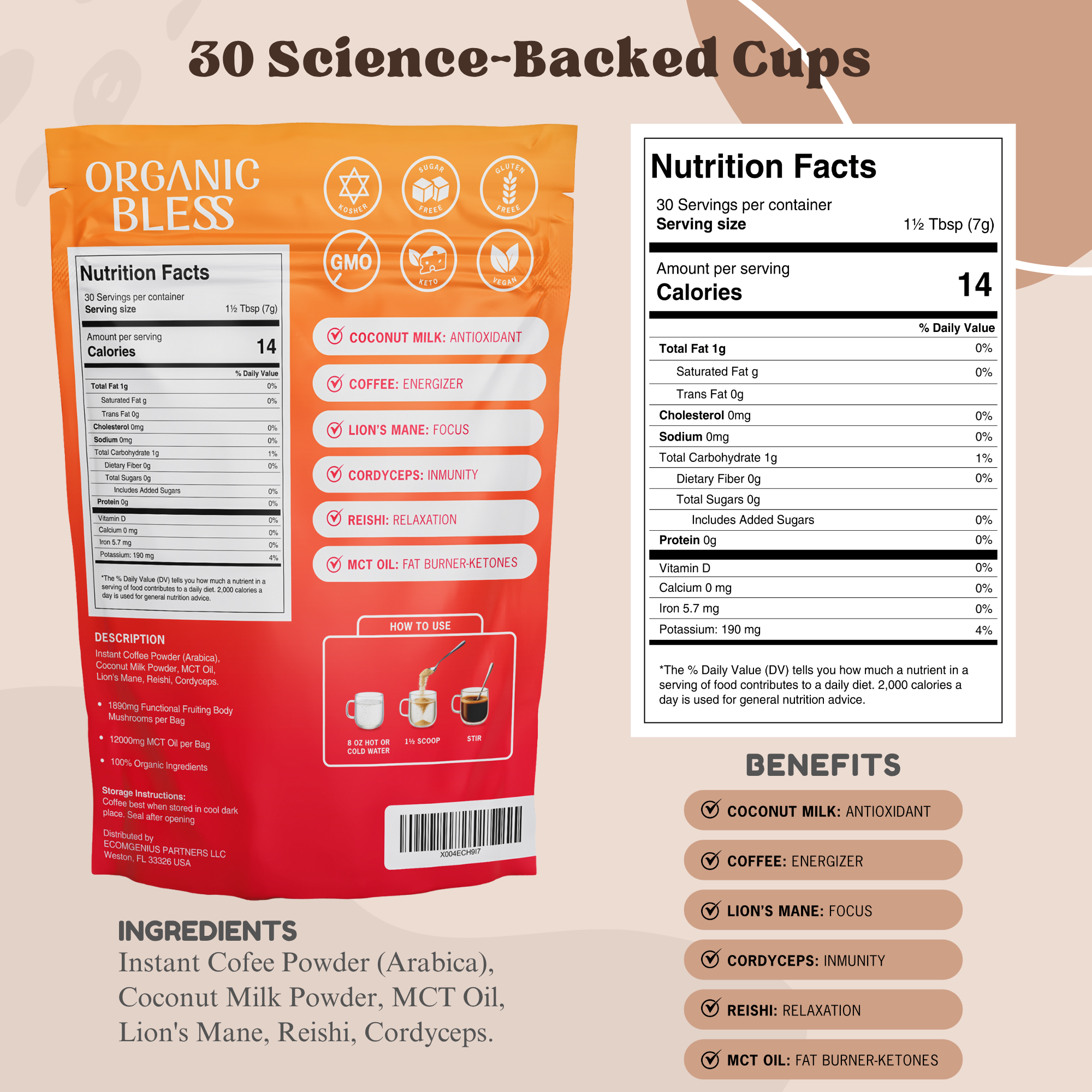 Mushroom Coffee with Coconut Milk & MCT Oil