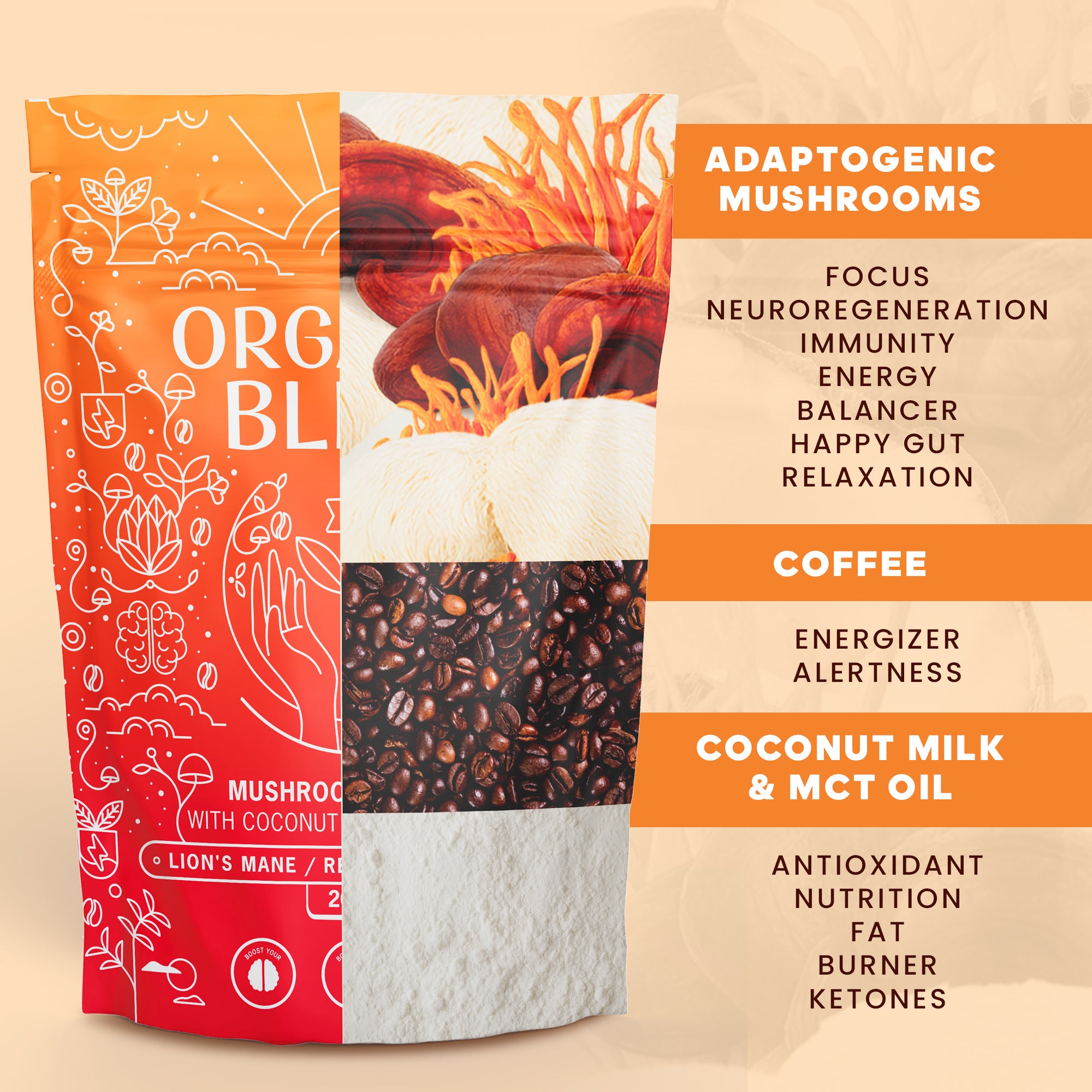 Mushroom Coffee with Coconut Milk & MCT Oil