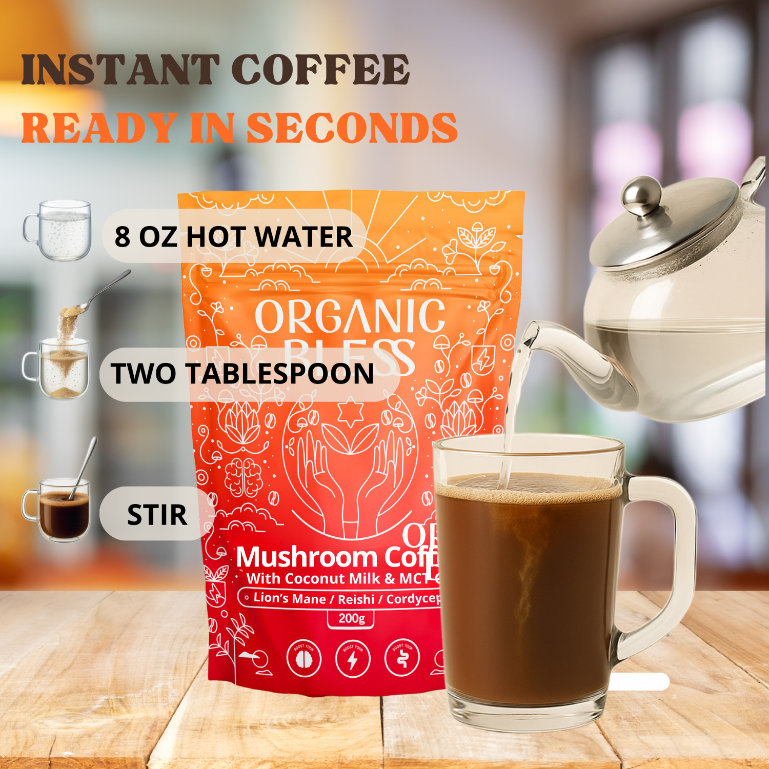 Mushroom Coffee with Coconut Milk & MCT Oil